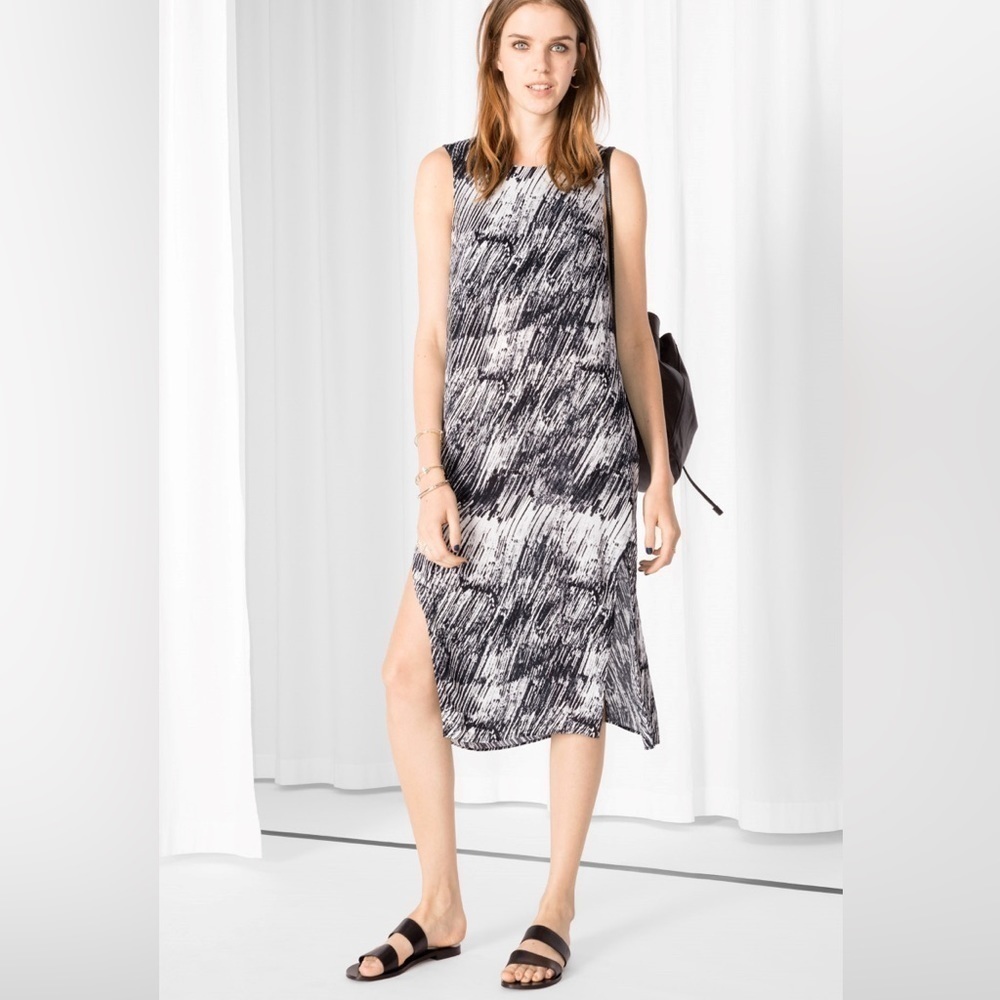 & Other Stories Printed Midi Dress Size 8